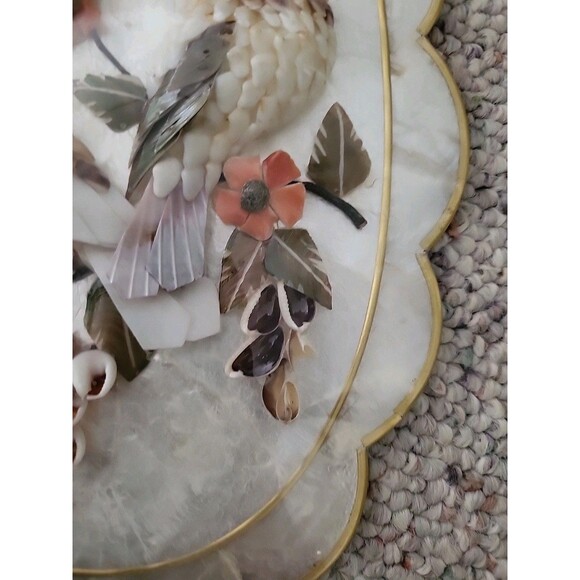 2 Vintage Capiz Shell Scalloped Seashell Art Birds Floral Phillipines Sealed GUC - Picture 6 of 11